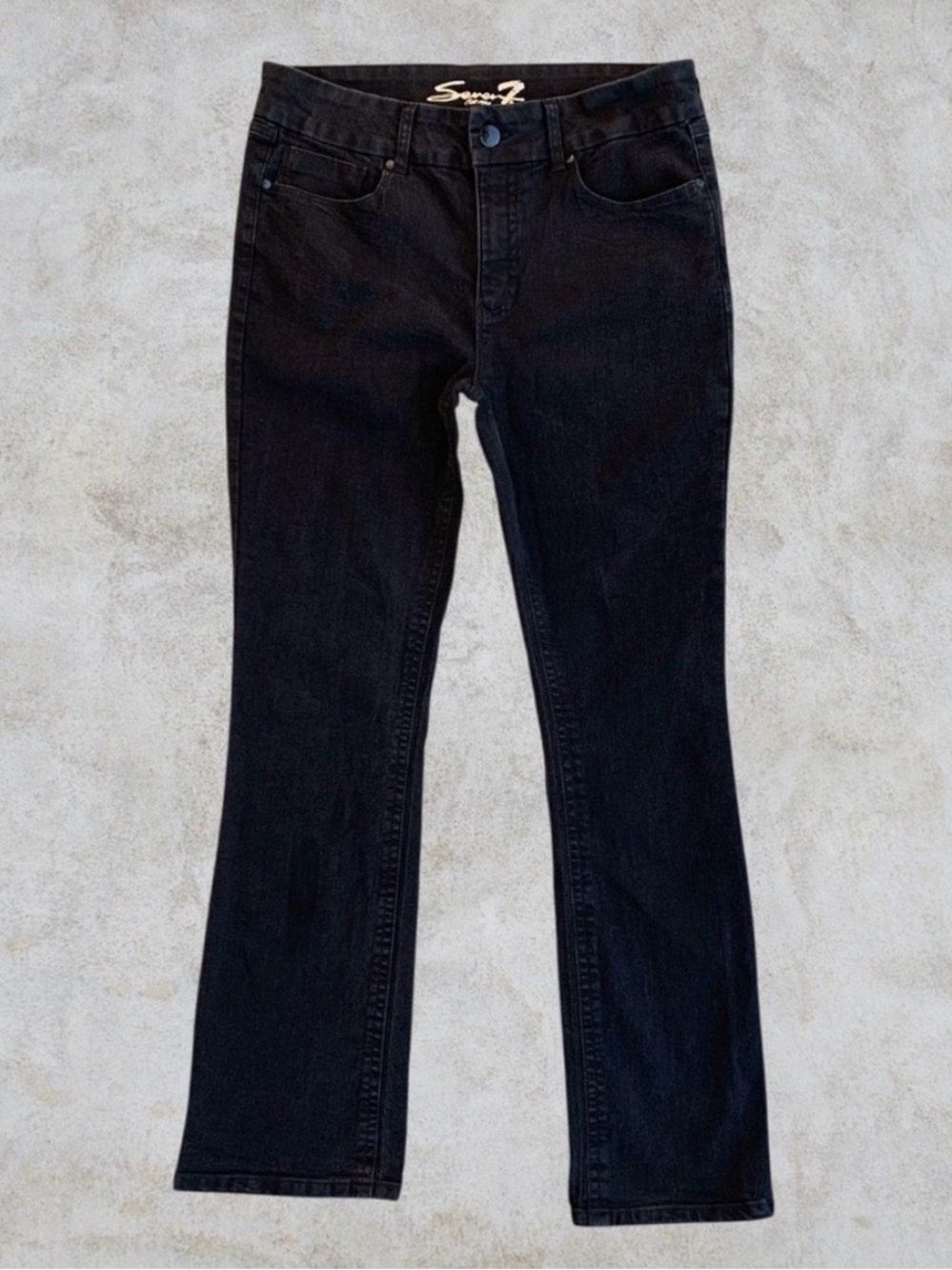 Seven7 Black Tummyless Boot Leg High-Rise Stretch Jeans ~ Women’s 12